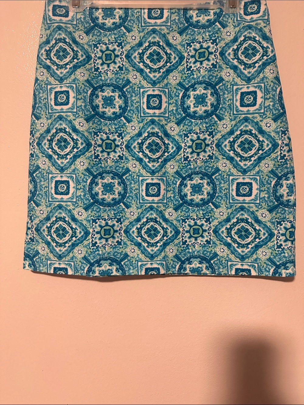 LOFT Blue Patterned Mosaic Mini Skirt